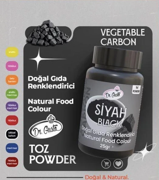 DOĞAL TOZ GIDA  BOYASI DR.GUSTO 25 GR SİYAH ürün görseli 1