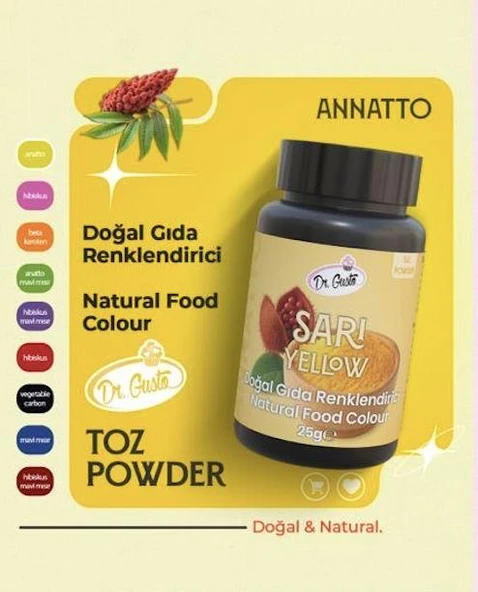 DOĞAL TOZ GIDA  BOYASI DR.GUSTO 25 GR SARI ürün görseli 1