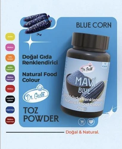 DOĞAL TOZ GIDA  BOYASI DR.GUSTO 25 GR MAVİ ürün görseli 1
