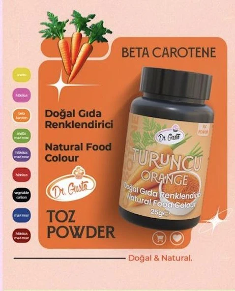 DOĞAL TOZ GIDA  BOYASI DR.GUSTO 25 GR TURUNCU ürün görseli 1