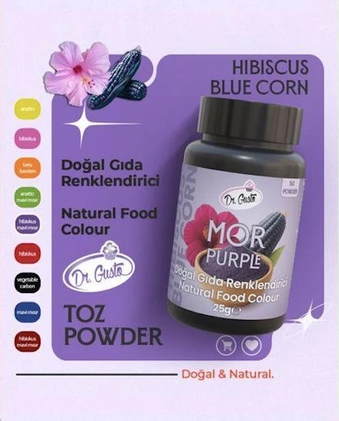 DOĞAL TOZ GIDA  BOYASI DR.GUSTO 25 GR MOR ürün görseli 1