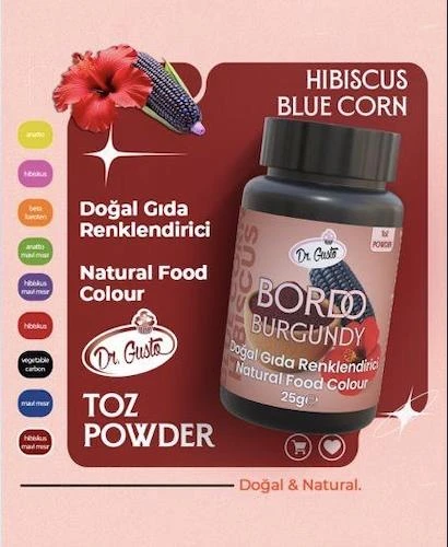 DOĞAL TOZ GIDA  BOYASI DR.GUSTO 25 GR BORDO ürün görseli 1
