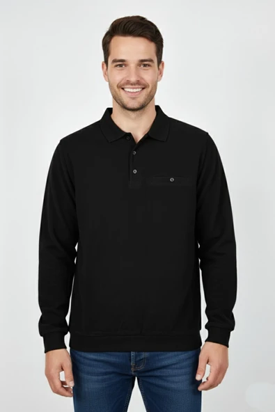 Erkek Polo Yaka Cepli Selanik Sweatshirt Regular Kalıp BGL-ST04923 ürün görseli 1