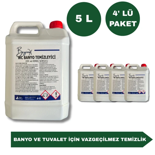 Tuvalet ve Banyo Temizleyici 5 Litre Güçlü Hijyen, Derin Temizlik Etkisi (4’Lü Avantaj Paket) ürün görseli 1