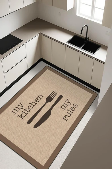 Parlak Kadife Kumaş Dijital Baskı Dot Kaymaz Tabanlı Mutfak Halısı H0055 RENKLİ 100 X 300 ürün görseli 1