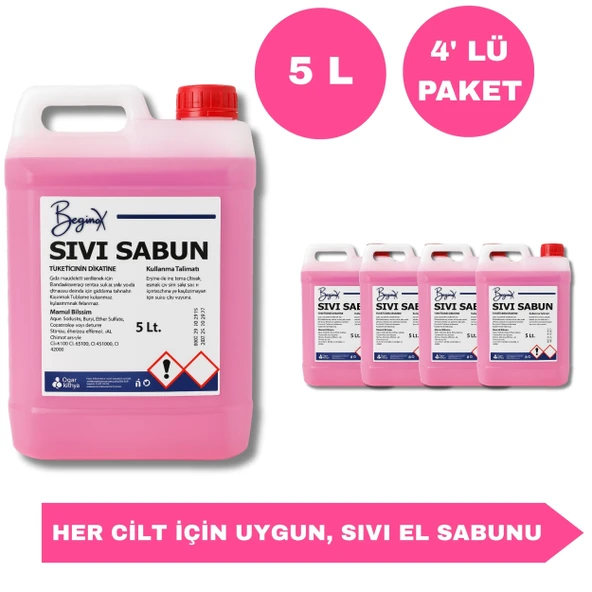 Sıvı Sabun 5 Litre Yumuşak Dokunuş, Kalıcı Ferahlık (4’lü Avantaj Paket) ürün görseli 1