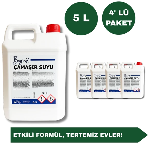 Çamaşır Suyu 5 Litre Maksimum Hijyen, Beyazlık ve Ferahlık (4’lü Avantaj Paket) ürün görseli 1