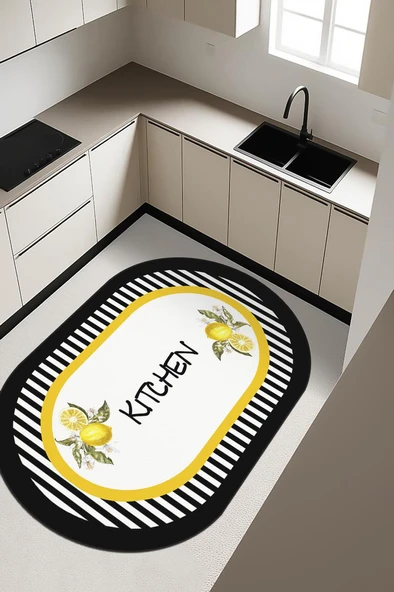 Parlak Kadife Kumaş Dijital Baskı Dot Kaymaz Tabanlı Mutfak Halısı H0300 RENKLİ 80 X 150 ürün görseli 1