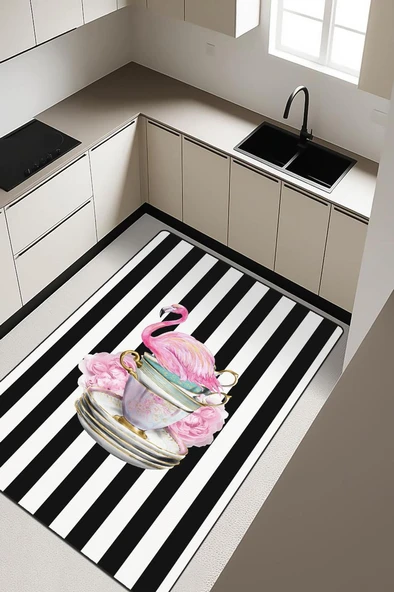 Parlak Kadife Kumaş Dijital Baskı Dot Kaymaz Tabanlı Mutfak Halısı H0043 RENKLİ 160 X 230 ürün görseli 1