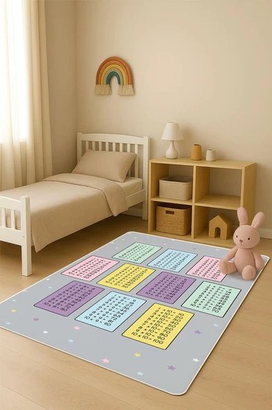 Parlak Kadife Kumaş Dijital Baskı Dot Kaymaz Tabanlı Çocuk ve Genç Odası Halısı H0720 RENKLİ 80 X 300 ürün görseli 1