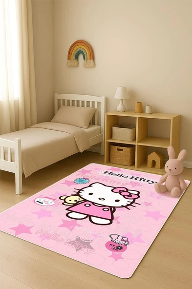 Parlak Kadife Kumaş Dijital Baskı Dot Kaymaz Tabanlı Çocuk ve Genç Odası Halısı H0597 RENKLİ 80 X 150 ürün görseli 1