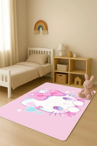 Parlak Kadife Kumaş Dijital Baskı Dot Kaymaz Tabanlı Çocuk ve Genç Odası Halısı H0601 RENKLİ 100 X 300 ürün görseli 1