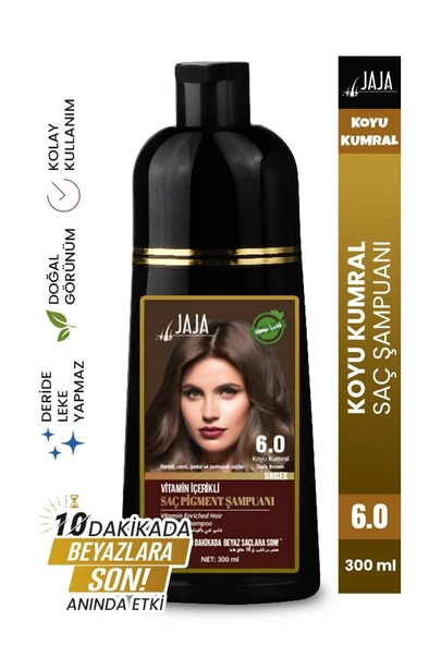 Jaja Vitamin İçerikli Saç Pigment Şampuanı Unisex 300 Ml 6.0 Koyu Kumral ürün görseli 1