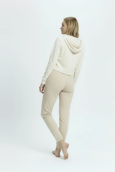 Bravie Jogger Paça Eşofman Altı Bej 3013 - Resim 4