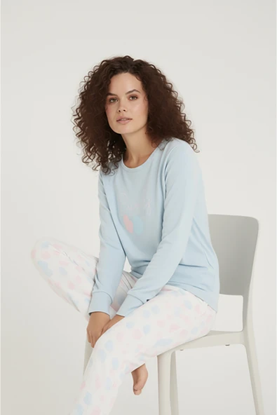 Bravie Luxury Thermal Candy Time Kadın Kışlık Uzun Kollu Polar Pijama Takımı – 42057 ürün görseli 1