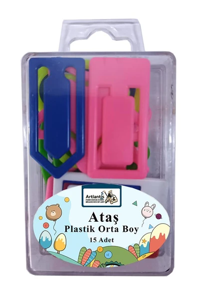 Plastik Ataş Orta Boy 4 cm 15 li 1 Paket Plastik Ataç Kalp Yıldız Dikdörtgen Şekilli Ataç 1 Paket ürün görseli 1