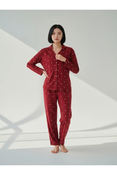 Bravie Süet Gömlek Pijama Takımı 7004 Puantiyeli ürün görseli 1