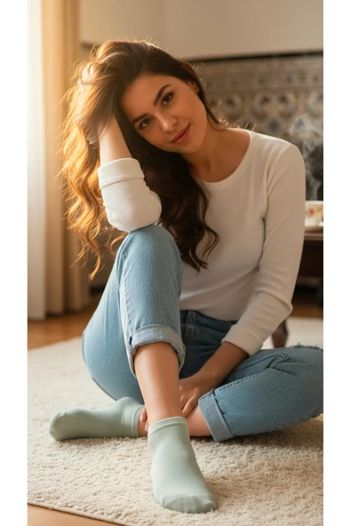 Bravie Kadın Bambu Patik Çorap 785 Yeşil 6'lı Paket ürün görseli 1