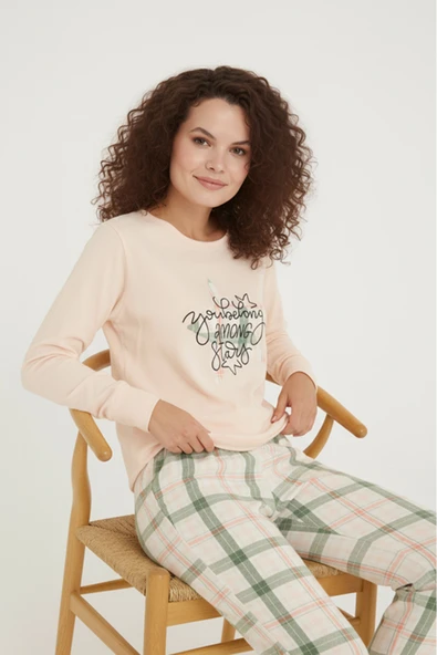 Bravie Luxury Thermal Among Stars Desenli Kadın Polar Kışlık Pijama Takımı – 42058 ürün görseli 1