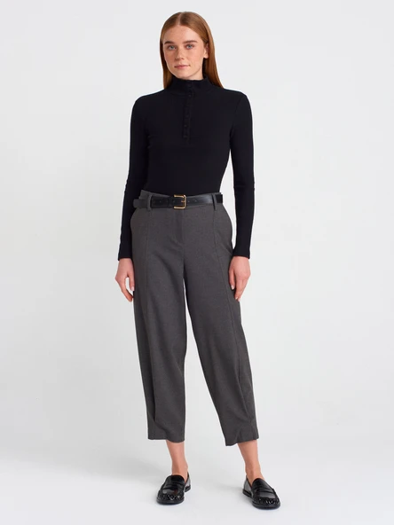 71590 DİLVİN KEMERLİ CROP PANTOLON - Resim 5