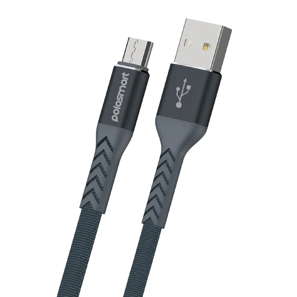 Polosmart PBS407 Micro USB Şarj ve Data Kablosu 2.4 Amper  1.2 Metre Gri ürün görseli 1