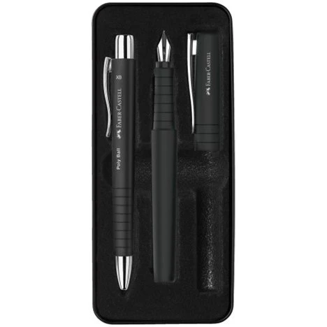 Faber-Castell Grip 2011 Hediye Seti Siyah Metal Kutu Dolma Kalem Ve Tükenmez Kalem ürün görseli 1