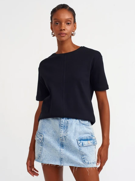 31218 DİLVİN DİKİŞ DETAYLI T-SHIRT ürün görseli 1