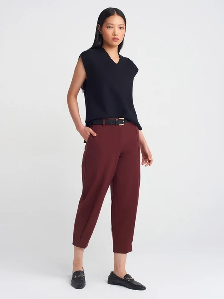 71590 DİLVİN KEMERLİ CROP PANTOLON - Resim 3