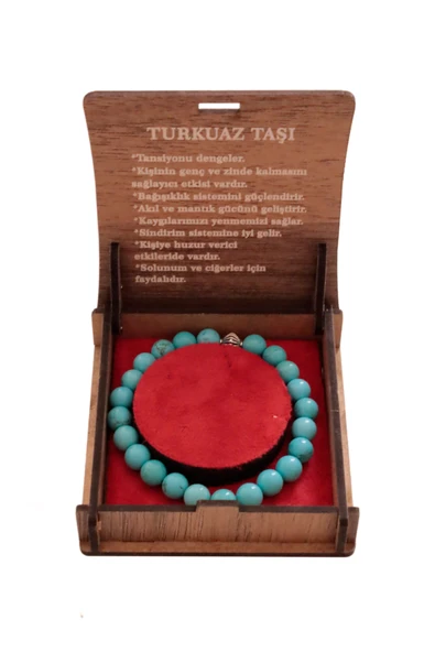 taru pasaj Turkuaz Doğal Taş 8 mm Bileklik - Şıklık ve Enerji Dolu Aksesuar ürün görseli 1