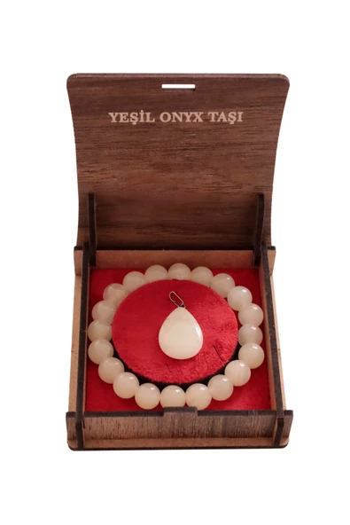 taru pasaj Doğal Yeşil Oniks Taşı Bileklik ve Kolye Seti - El Yapımı Zarif Tasarım ürün görseli 1