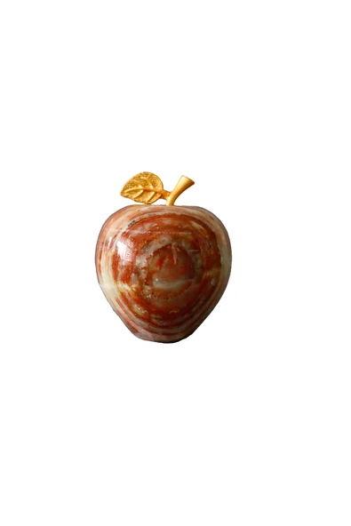 taru pasaj Doğal Oniks Taş Elma Biblo | Dekoratif Masa Üstü ve Ofis Aksesuarı | 5,5 x 5 cm ürün görseli 1