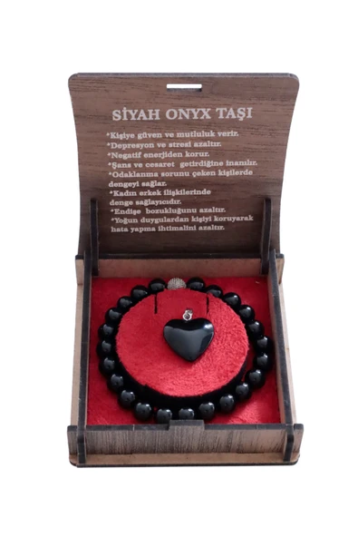 taru pasaj "Siyah Oniks Bileklik ve Kolye Seti – 8 mm Doğal Taş Şıklığı, Hediye Kutusunda" ürün görseli 1