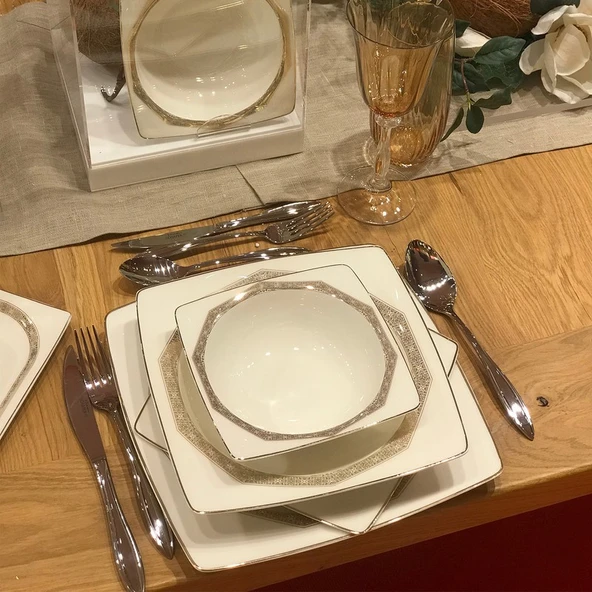 Schafer 85 Parça 12 Kişilik Kare Bone Yemek Takımı ürün görseli 1