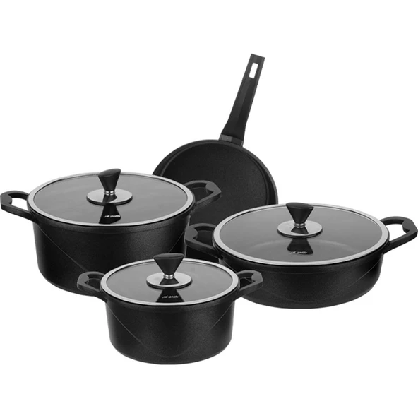 Aryıldız Parma Cast Alu Tencere Set Black 7 Parça ürün görseli 1