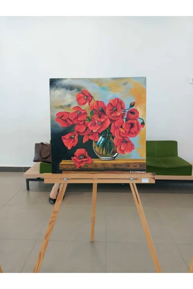 Home "el Yapımı Gelincik Yağlıboya Tablo - Özgün Sanat Eseri, Dekoratif Duvar Tablosu" ürün görseli 1