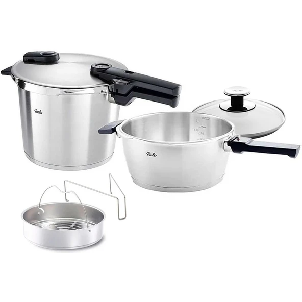 Fissler Vitaquick Premium 6+3,5 Litre Düdüklü Tencere + Buharda Pişirme Aparatı ürün görseli 1