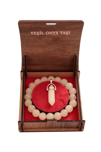 taru pasaj Doğal Yeşil Oniks Taşı Bileklik ve Kolye Seti - El Yapımı Zarif Tasarım ürün görseli 1