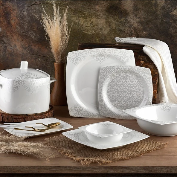 Aryıldız Bone Square Porselen 60 Parça Yemek Takımı 45008 ürün görseli 1