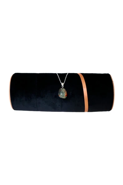 taru pasaj Kan Jasper Doğal Taş Kolye - Güç ve Şifa Taşı (Bloodstone) ürün görseli 1