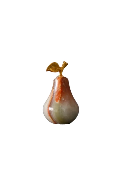 taru pasaj Doğal Oniks Taşından El Yapımı Armut Figür – 5 cm Dekoratif Taş Obje ürün görseli 1