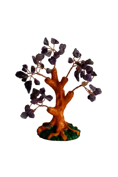 taru pasaj Doğal Ametist Taşlı Hayat Ağacı Biblo - 16x14 cm Enerji Taşı Dekoratif Obje ürün görseli 1