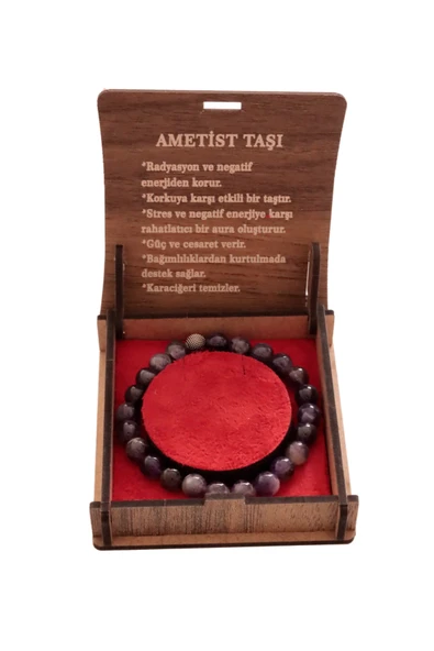 taru pasaj Stres ve Negatif Enerjiye Karşı 8 mm Ametist Bileklik ürün görseli 1
