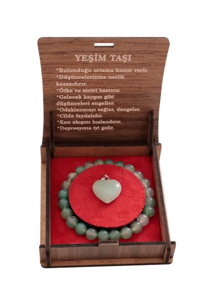 taru pasaj El Yapımı Yeşim Taşı Bileklik ve Kolye Seti – Huzur Dolu Şık Hediye Kutusu ürün görseli 1