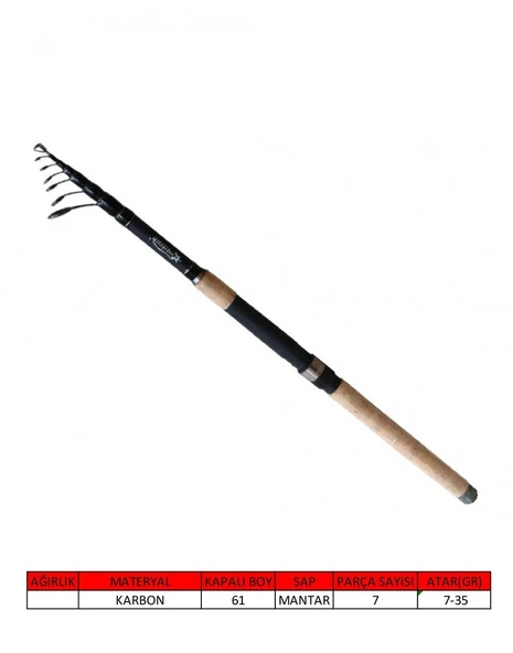 FUKİDO  7-35 GRAM ATARLI 2.70  METRE TAM KARBON TELESKOPİK KAMIŞ ürün görseli 1