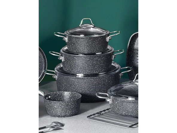 Falez Black Line 22 cm Granit Karnıyarık Tencere - Resim 3