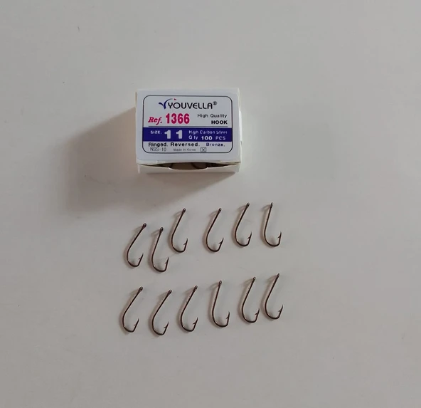 YOUVELLA 1366 DELİKLİ TIRNAKLI OLTA İĞNESİ 100 'LÜ NO:11 ürün görseli 1