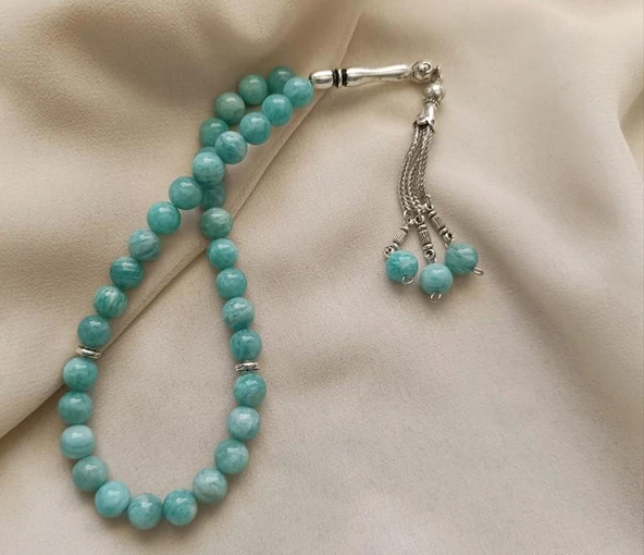 Tesbih 33 lü 08 mm Doğal Taş Amazonit AAA Kalite Tesbih ürün görseli 1