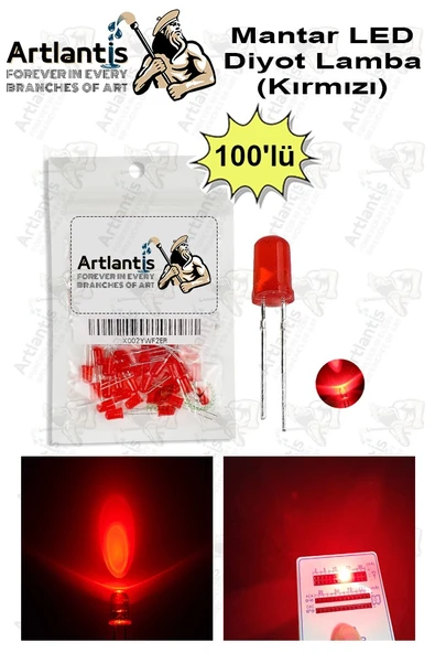 Kırmızı Mantar Led Diyot Lamba 100 lü 1 Paket Kırmızı 4.8 mm Mini Mantar Led Lamba Deney Bilim Proje Arduino Işığı ürün görseli 1