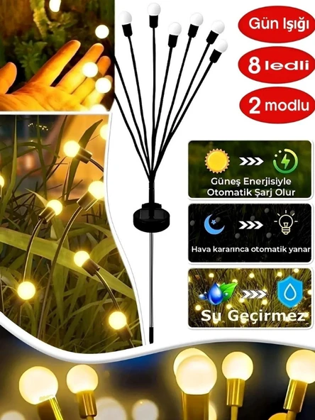 4 Adet 8 Led'li Güneş Enerjili Ateş Böceği Çiçek Lamba ürün görseli 1