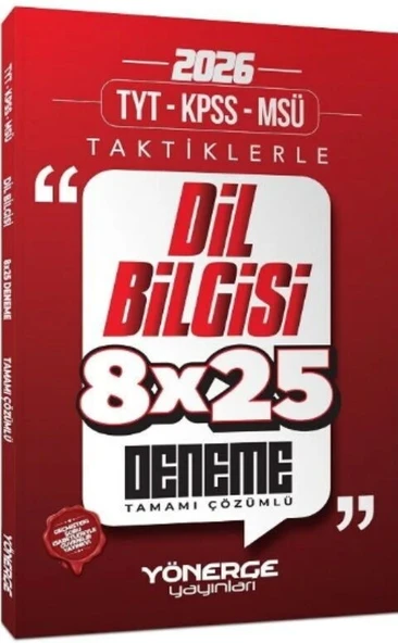 2026 TYT KPSS MSÜ Taktiklerle Dil Bilgisi 8 x 25 Deneme Yönerge Yayınları ürün görseli 1